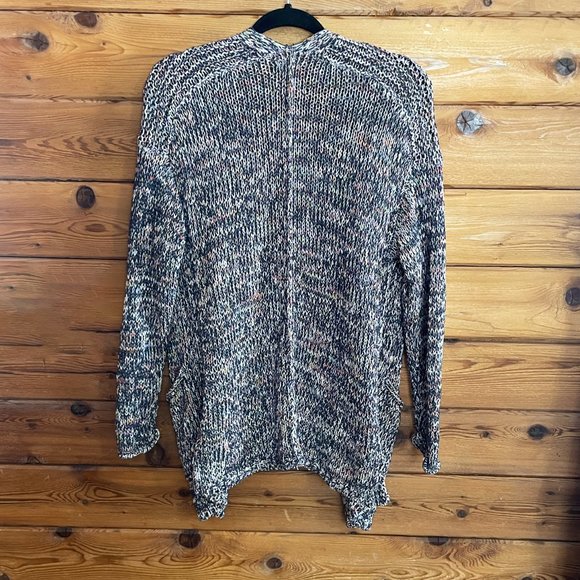 Caslon Open Cardigan Sweater Multicolor Space Dye Front Pockets Size XS - Picture 2 of 6